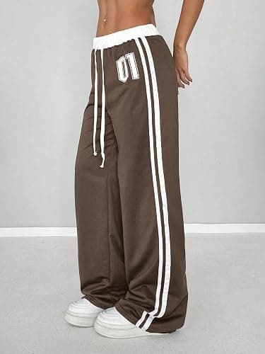 SOLY HUX Women's Baggy Sweatpants Wide Leg Ed Hardy Sweatpant Y2k Drawstring Pants Streetwear thumbnail 3