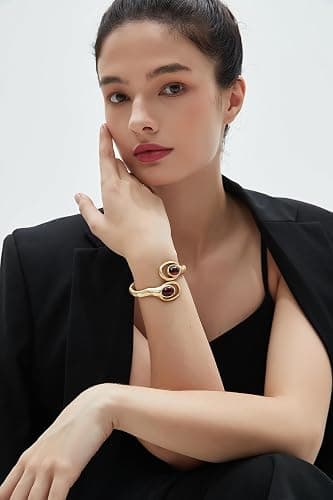 Bjesinmo Gold Cuff Bracelet for Women Silver Beaded Bracelets Open Bangle Stackable Stretch Bead Bracelet Boho Jewelry Gifts for Wife Couple thumbnail 5