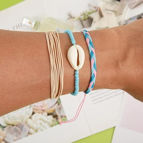 GFLPO Surfer Wave Bracelets for Teen Girls Summer Beach Bracelets Handmade Braided Rope Friendship Bracelets Boho Adjustable Waterproof Bracelets for Women Beach Jewelry for Women thumbnail 6