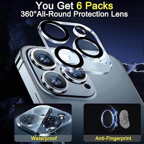 Ferilinso 6 Pack Camera Lens Protector for iPhone 16 Pro Max/iPhone 16 Pro [Phone Case Friendly], Accessories Camera Screen Protector Tempered Glass thumbnail 3