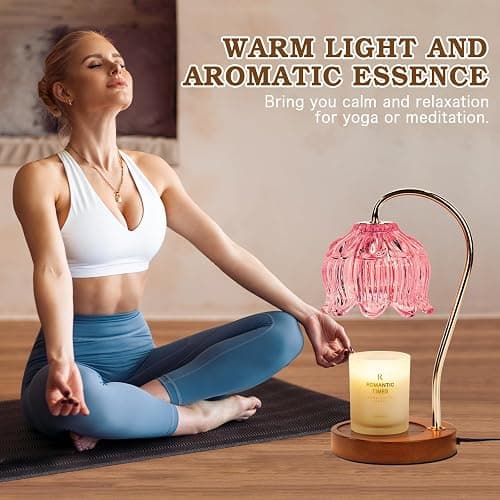 Funistree Pink Candle Warmer Lamp with Timer, Dimmable Candle Lamp Warmer, Birthday Gift Idea for Women Mom Who Have Everything, House Warming for New Home, Lotus Wax Melt Warmer for Jar Candles thumbnail 5