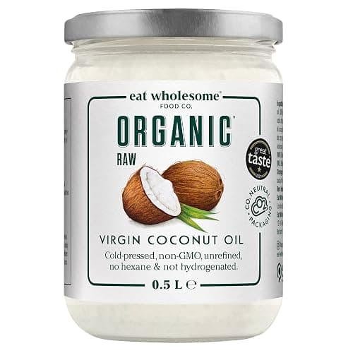 Eat Wholesome Huile De Coco Vierge Biologique, 500ml - Crue, Pressée À Froid, Primée, Bocal En Verre Dans Une Boîte, Pour La Cuisine, La Pâtisserie, Les Soins De La Peau Et Des Cheveux, Végétale - Image 1
