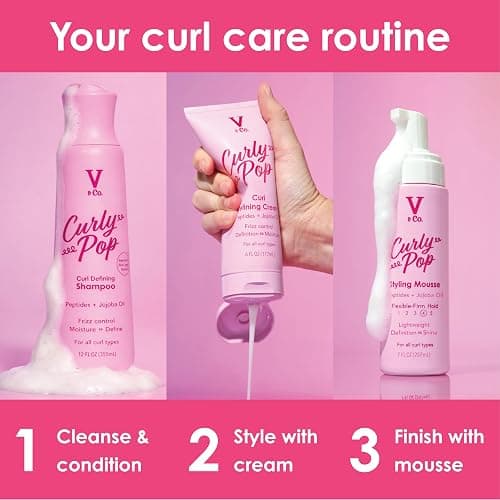 V&Co. Beauty Curly Hair Shampoo & Conditioner Set (12 Oz. Each) with Peptide Technology, Enhances Curl Definition, Sulfate Free Conditioner and Shampoo for Naturally Curly Hair, Gentle, Color Safe thumbnail 6