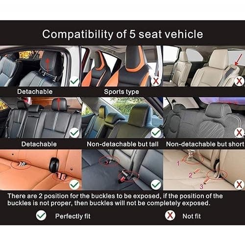 Saienno MM01 Seat Covers 5-Seater Full Set Suitable for Most Cars,Cars,SUV, Pickup Ttrucks, Airbags CompatibleCar Seat Cushion Protectors (Brown) thumbnail 6