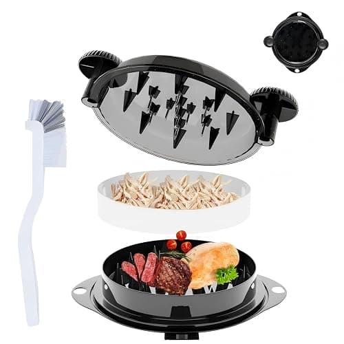 Chicken Shredder Tool Twist Large Chicken Breast Shredder Tool-Meat Shredder Meat Masher for Chicken Ground Beef Pork with Up-grated Stainless Steel Spikes Kitchen Gadgets Essentials (Black&Black) - Image 1