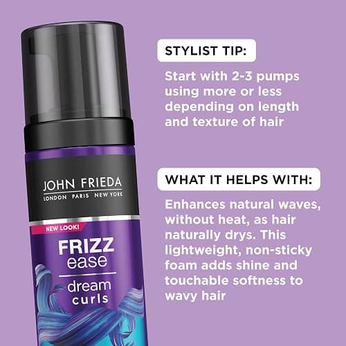 John Frieda Anti Frizz, Frizz Ease Dream Curls Air Dry Waves Styling Foam, Curl Defining Frizz Control, Hair Product for Curly and Wavy Hair, 5 Oz thumbnail 3