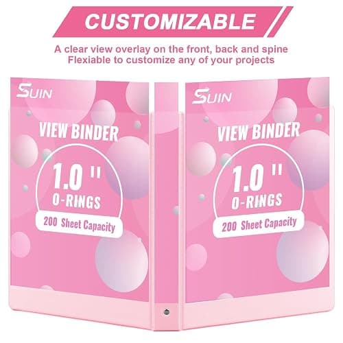 1-inch 3 Ring Binder with 2 Interior Pockets, 1'' Basic Binders Holds US Letter Size 8.5'' x 11'' Paper - Versatile Binders for Office, Home, and School Use, 6 Pack (Pink) - Pink thumbnail 5