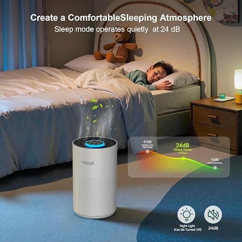 Air Purifiers for Bedroom Home up to 1000 ft², Vniup H14 True HEPA Room Air Purifiers for Bedroom, with Fragrance Function Sleep Mode& Light Mode Air Cleaner for Pet Dander Odor Dust Smoke thumbnail 7