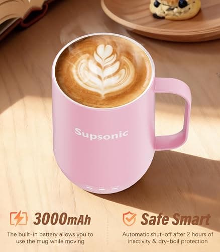 Supsonic - 16oz Self Heating Coffee Mug, Smart Heated Coffee Mug Faster Direct-Contact Heating Up to 149°F, Coffee Mug Warmer Set with Auto Shut-Off - Gifts for Men Women | S2 thumbnail 2