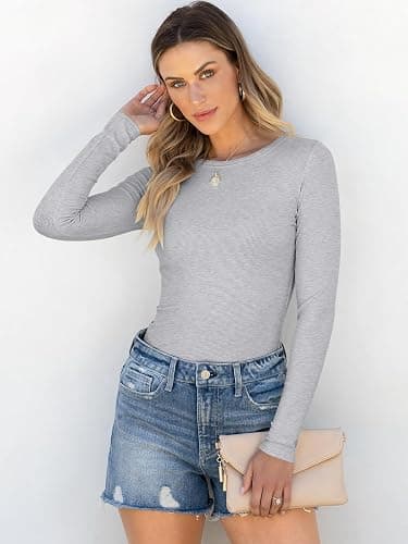 ANRABESS Women Long Sleeve Shirts Rib Knit Slim Fit Tops Basic Tee 2025 Fall Outfits Casual T-Shirt Underscrubs Layer Clothes thumbnail 3