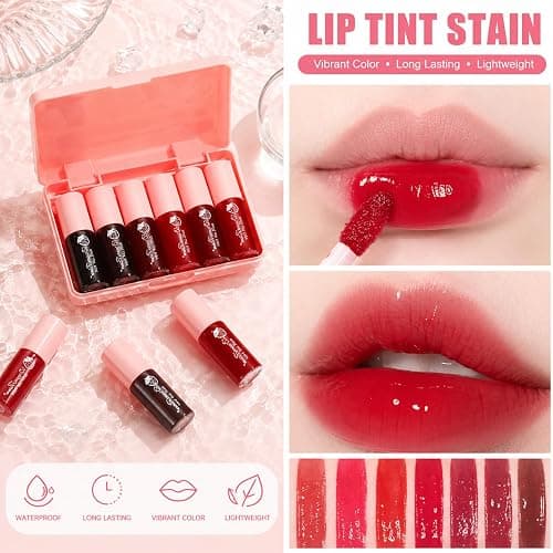6 Colors Lip Tint Stain Set, Korean Makeup Lip Stain for Girls, Cute Stuff | Multi-use Lip and Cheek Tint, Moisturizing Mini Liquid Lipstick, Long lasting Non-Stick Cup Waterproof, Lip Color Makeup thumbnail 5