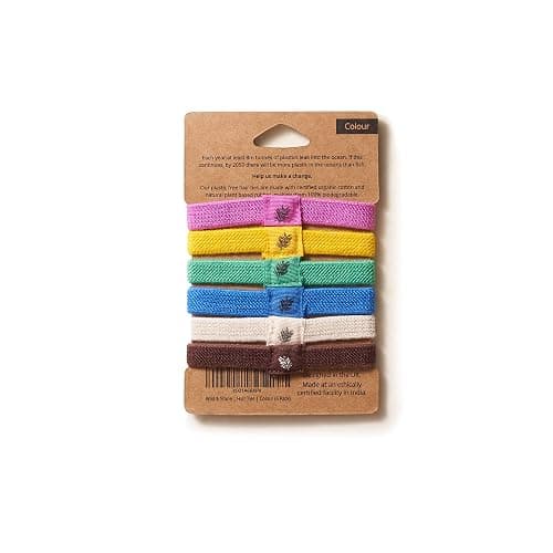 Wild & Stone | Pack of 6 | 100% Biodegradable and Plastic-Free Elastic Hair Ties | 100% Organic Cotton and Natural Plant-Based Rubber | No Crease Ponytail Holder (Multicolour) thumbnail 2