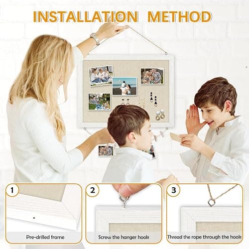 DOLLAR BOSS Bulletin Boards with Linen 1-Pack 16''X 12'' Double-Sided Cork Board for Walls Wood Framed Bulletin Boards, Small Pin Board for Home Kitchen Office Decorative Hanging 10 Pushpins thumbnail 6