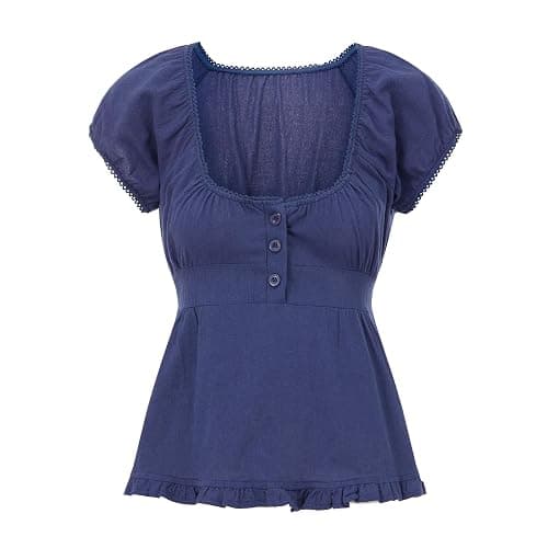 Women's Summer Cute Plaid Gingham Shirts Cap Sleeve Y2k Slim Going Out Coquette Babydoll Top Blouse - Image 1