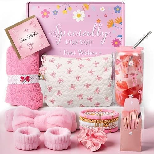 TUZELIYA Exquisite Birthday Gifts for Girls Teens - Best Birthday Presents for Her - Pink Unique Gift Baskets for Women - Back to School Gifts for Best Friends Girlfriend Daughter Mom Sister Coworker - Image 1