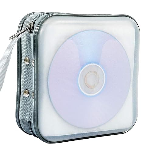 Jalisiol CD Case, CD/DVD Case Wallet 40 Capacity Protective CD VCD Case Storage Organizer Binder Booklet Album Wallet for Home Car (White) - White