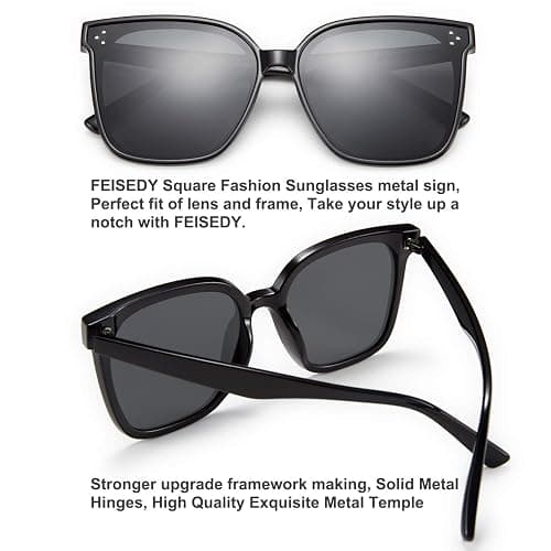 FEISEDY Oversized Polarized Sunglasses - UV400 Protection, Square Fashion Sun Glasses for Outdoor & Daily B2600 thumbnail 8