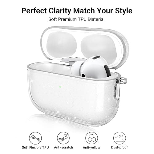 ULAK Compatible with AirPods Pro 3 Case, Design Soft TPU AirPod Pro 3rd Generation Case 2025 with Ring Keychain Accessories Shockproof Protecitve Cover, Glitter thumbnail 8