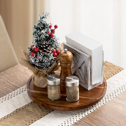 ANBOXIT Lazy Susan Organizer for Table, 10 Inch Wooden Lazy Susan Turntable for Cabinet, Acacia Wood Turntable Kitchen Spice Rack (1 Pack) thumbnail 7