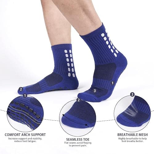 Barrlves 6 Pairs Grip Soccer Socks Colorful Non Slip Sports Football Basketball Hospital Yoga Socks for Men Women thumbnail 3