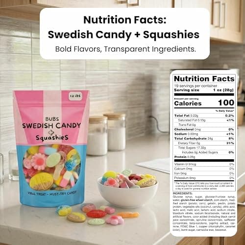 Viral Swedish Candy Mix with Bubs and UK's Famous Squashies, 1.2 lbs bag thumbnail 2