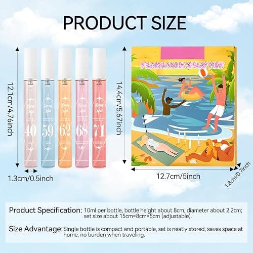 Perfume for Women Gift Sets, Perfume Miniatures Gift Sets for Women, Mini Perfume Sets for Women, Digital Beach Perfume, Long-Lasting Fragrance, Niche Perfume, Portable, 5 X 10ml thumbnail 7