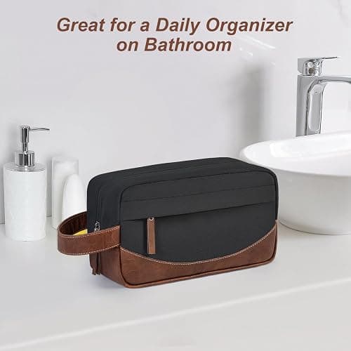 Ezday Travel Toiletry Bag for Men, Hanging Toiletry Organizer, Water Resistant Shaving Kit with Large Capacity for Travel Accessories (Black, Medium) thumbnail 6
