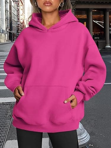Trendy Queen Womens Oversized Hoodies Fleece Sweatshirts Fall Fashion 2025 Pullover Sweaters Winter Clothes - Hot Pink - Small thumbnail 6