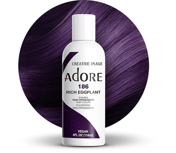 Adore Semi Permanent Hair Color, 186 Rich Eggplant, 4 Fl Oz | Vegan & Cruelty-Free Purple Hair Dye | No Ammonia, No Peroxide, No Alcohol - Image 1