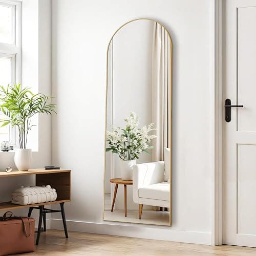 Arched Mirror Full Length, Upgraded 16"x59" Body Wall Mirrors with Shatter-Proof Glass, Floor Standing, Hanging or Leaning, Tall Arch Mirror with Stand Aluminum Alloy Frame for Bedroom Cloakroom thumbnail 5