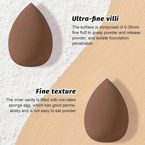 GOERTI Beauty Blender Sponge Set 14PCS – Multi-Size Makeup Sponges for Foundation, Liquid, Powder - Triangle Puffs, Mini Beauty Blender, Thumb Powder Puff, Reusable & Wet or Dry Use (Brown) thumbnail 3