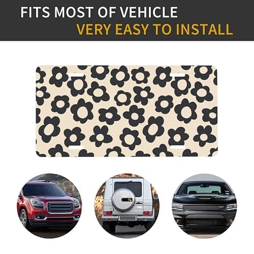 Vintage Groovy Flowers License Plate Novelty Decoration Car Front Vanity Tag Metal Aluminum for Car, Truck, RV, Trailer 6 X 12 Inch Standard Size (4 Holes) thumbnail 6