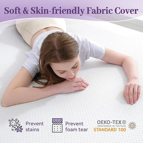 SINWEEK 2 Inch Gel Memory Foam Mattress Topper Twin XL Size/Twin Extra Long, Ventilated High Density Pad for Back Pain, Bed Topper with Removable Soft Cover, CertiPUR-US Certified - Twin XL(39 x 80 inch) - 2 Inch (White Cover) thumbnail 4