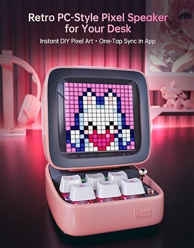 Divoom Ditoo Retro Pixel Art Game Bluetooth Speaker with 16X16 LED App Controlled Front Screen (Pink) thumbnail 3