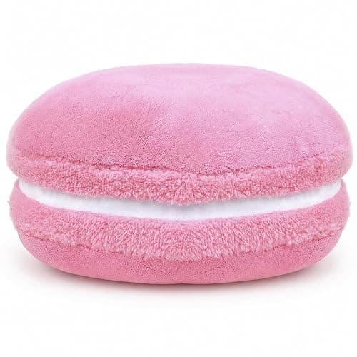 ChezMax Macaron Pillow Plush Back Bolster Cushion Microbead Throw Pillow Case Round Seat Cushion Home Decor Pillow for Sofa Bedroom Office Dormitory Car 14.5" Pink - Image 1