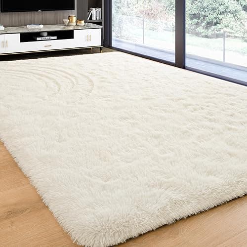 Softlife Area Rug for Bedroom, Fluffy Shag Plush 3x5 Cream Rugs for Living Room Girls, Shaggy Throw Soft Fuzzy Small Kids Carpet for Dorm Bedside Ultra Cozy Non-Slip Indoor Decor thumbnail 2