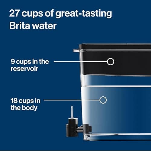 Brita Water Dispenser, UltraMax Elite Filter, Removes 99% of Lead, Includes 1 Filter, 27-Cup Capacity, Black thumbnail 3
