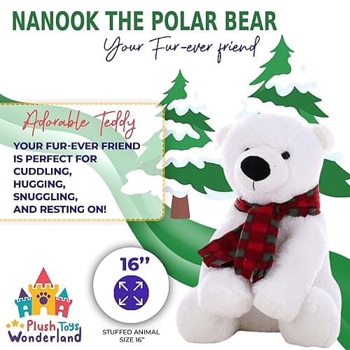 Plush Toys Wanderland Nanook The Polar Bear 16 inch Plush Toy - Soft and Cuddly White Stuffed Animal Bear, Large Arctic Teddy Bear for Kids, & Toddlers, Ideal Winter Gift or Birthday Surprise thumbnail 6