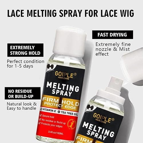Wig Glue for Front Wigs Adhesive for Closure Wigs Extensions - Lace Melting Spray for Wigs Lace Front Hair Glue Tools with Remover Hair Wax Stick Edge Control Wig Cap Edge Comb Elastic Bnad Set thumbnail 7
