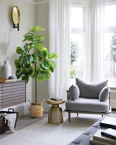 LuceAlberi Artificial Fiddle Leaf Fig Tree 6FT - Large Fake Tree with White Planter&Basket, Tall Faux Ficus Lyrata Tree Floor Plants for Indoor Home Decor Office Living Room Housewarming Gift, 1Pack thumbnail 7