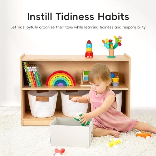 OOOK Montessori Shelf, Toy Organizers and Storage, 2-Tier Toddler Bookshelf Suitable for Classroom, Kindergarten, Kids Room, Playroom and Daycare Center thumbnail 7
