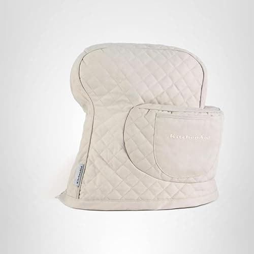 KITCHENAID Fitted Tilt-Head Stand Mixer Cover with Storage Pocket, Quilted 100% Cotton,14.4"x18"x10", Milkshake thumbnail 8