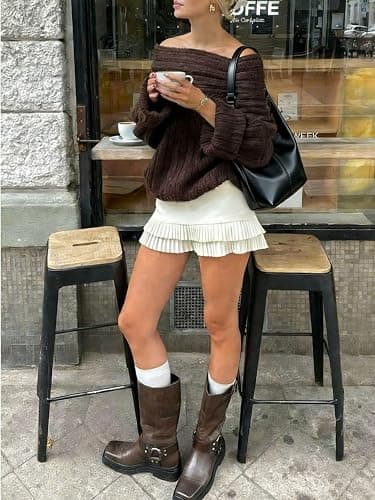Verdusa Women's Off The Shoulder Chunky Sweater Cozy Sweaters Long Sleeve Spring Outfits Pullovers Tops thumbnail 5