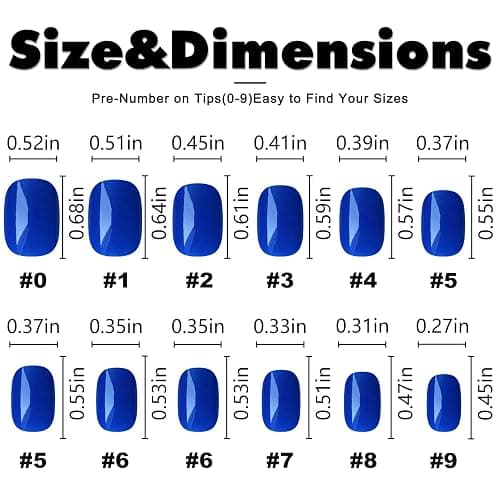 AddFavor Short Press on Nails Square Round Short Fake Nails Glossy Full Cover Acrylic Artificial Glue on Nails for Women, 240pcs/pack Royal Blue Nails with Sticky Tabs thumbnail 6