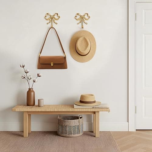 Frstem 4 Pack Gold Bow Wall Hook,Metal Hooks,Wall Mounted Functional Hooks,Multi-Purpose Door Hanger,Bow Wall Hooks Decorative for Coat Hat Towel Bags & Christmas Decor thumbnail 5