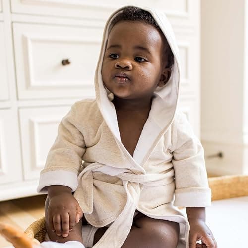 Burt's Bees Baby Infant Hooded Robe Organic Knit Terry Unisex Bathrobe, Newborn Bath Essentials, Unisex Boys and Girls, Size 0-9 Months Old thumbnail 2