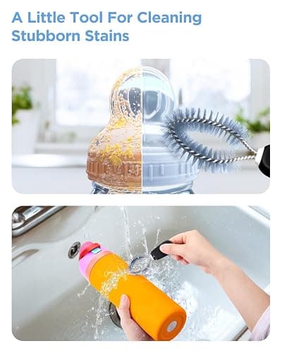 EasyAcc Water Bottle Cleaner Brush, 3 Pack 15 Inches Straw Brush Cleaner for Owala Stanley Hydroflask, Long Handle, with Straw Cleaner & Nipple Brush, for Coffee Mugs, Ice Tea Jars thumbnail 5
