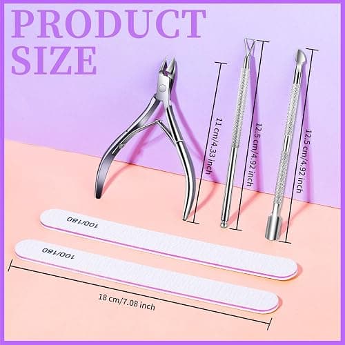 Teenitor Cuticle Remover with Cuticle Pusher and Cuticle Cutter, Cuticle Trimmer Cuticle Nippers Nail Clippers for Women, Pedicure Tools for Fingernails Toenails thumbnail 3