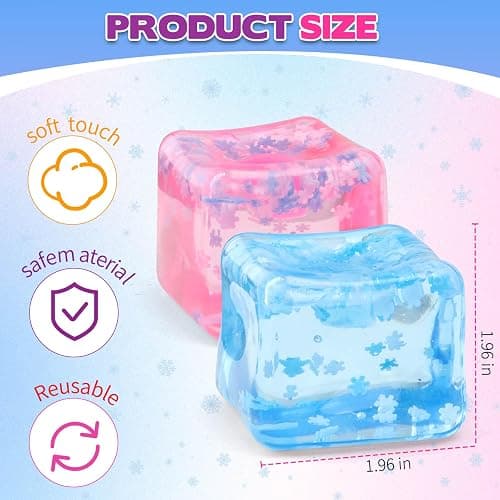 Chridark Ice Cube Fidget Toy for All Ages: 2 Pack Sensory Squishy Fidget Toys, Square Stress Balls, Classroom Prizes, Anxiety Relief Stress Cube Gift for Kids Teens Adults thumbnail 2
