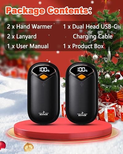 Hand Warmers Rechargeable - Electric Hand Warmer Rechargeable 2 Pack, LED Digital Display, 4 Heat Levels Reusable, USB, Magnetic Portable Handwarmers for Golf/Camping/Hunting, Gift for Women, Men thumbnail 8